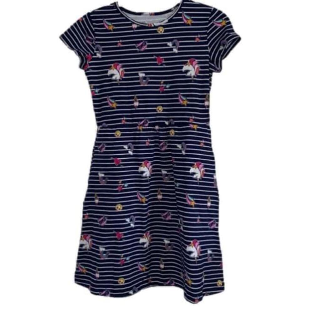 0 Girls Rumi + Ryder Dress Size L (12-14) Blue/White Striped Emoji NWT